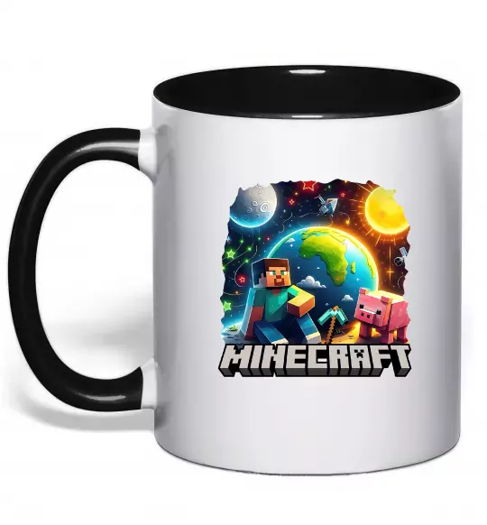 Чашка с цветной ручкой Minecraft space Черный фото