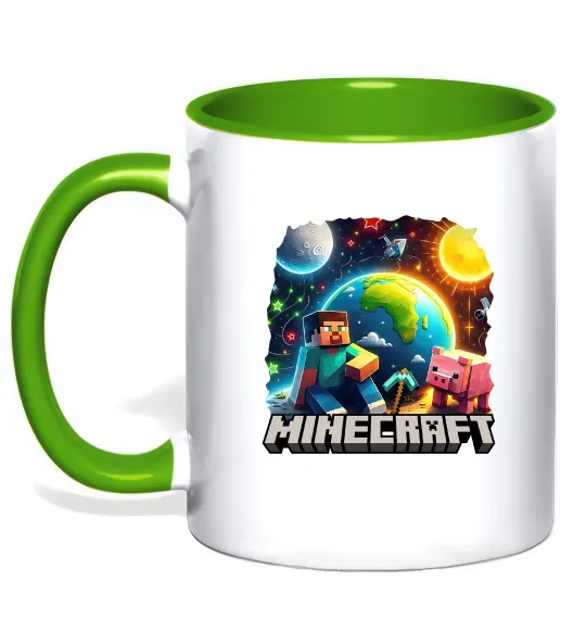 Чашка с цветной ручкой Minecraft space Лаймовый фото