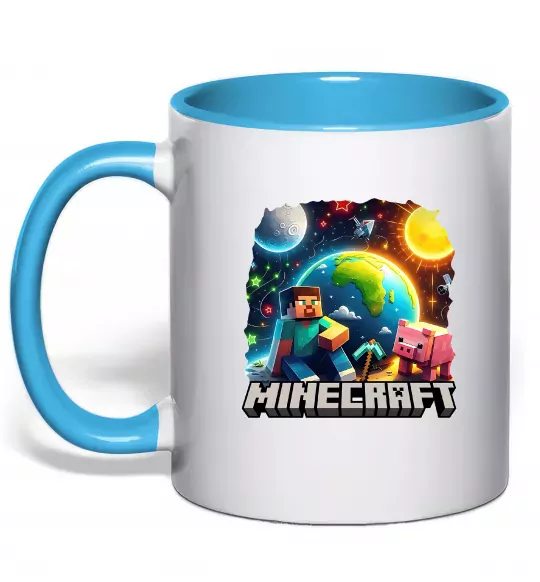 Чашка с цветной ручкой Minecraft space Голубой фото