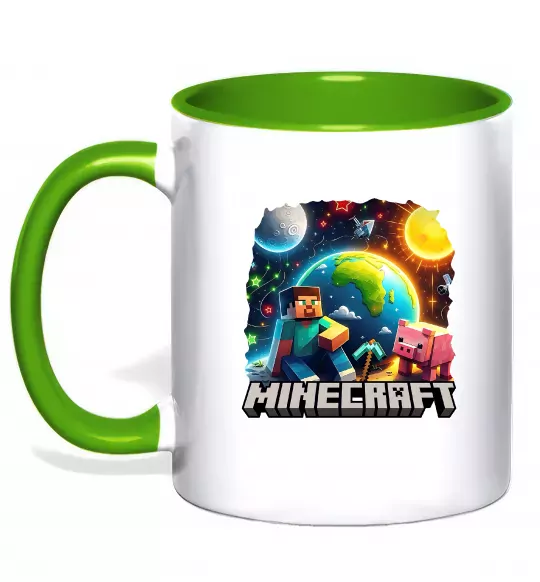 Чашка с цветной ручкой Minecraft space Зеленый фото