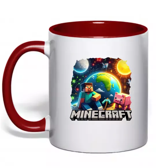 Чашка с цветной ручкой Minecraft space Красный фото