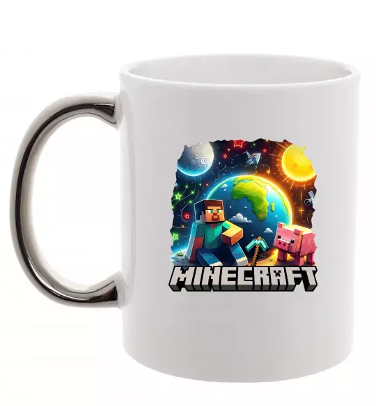 Чашка с цветной ручкой Minecraft space Серебро фото