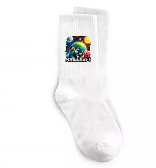 Шкарпетки Minecraft space Білий фото