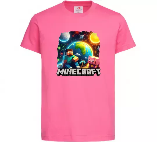 Дитяча футболка Minecraft space Яскраво-рожевий фото