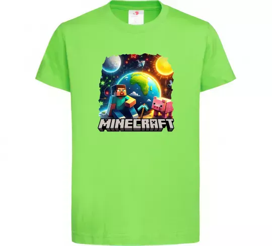 Дитяча футболка Minecraft space Лаймовий фото