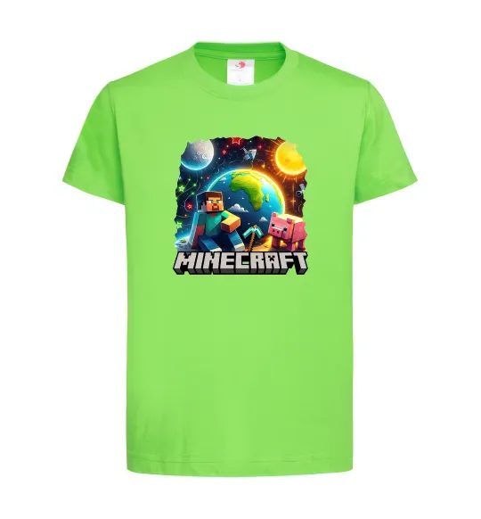 Дитяча футболка Minecraft space Лаймовий фото