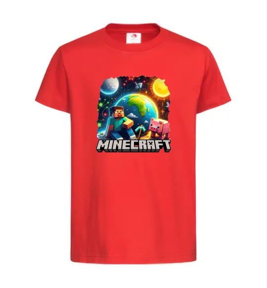 Дитяча футболка Minecraft space Червоний фото