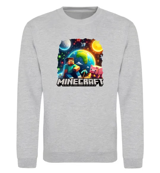 Світшот Minecraft space Сірий меланж фото