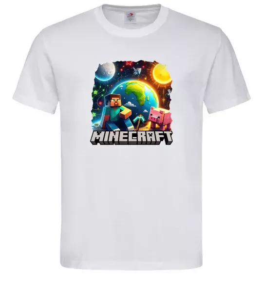 Мужская футболка Minecraft space Белый фото