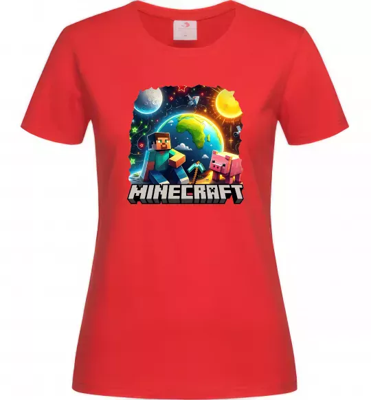Жіноча футболка Minecraft space Червоний фото