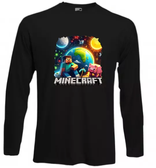 Лонгслив Minecraft space Черный фото