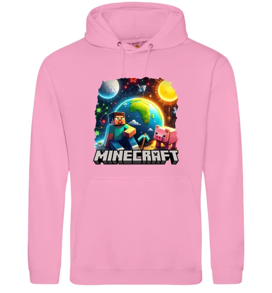 Мужская толстовка (худи) Minecraft space Розовый фото