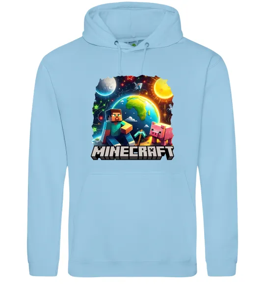 Мужская толстовка (худи) Minecraft space Голубой фото