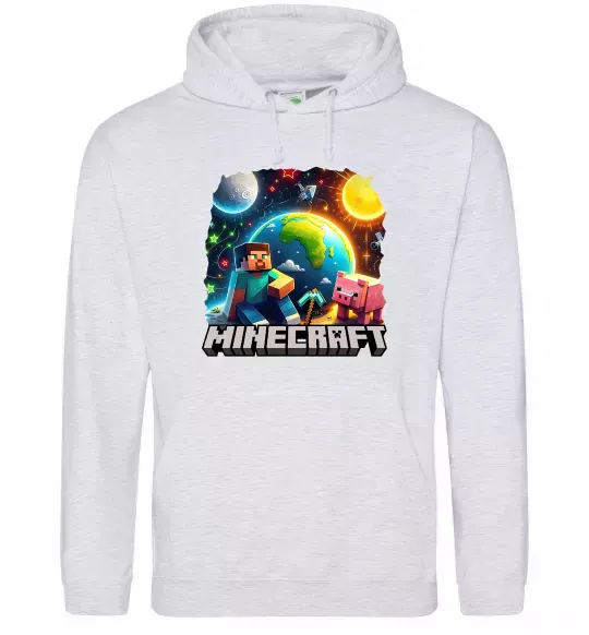 Женская толстовка (худи) Minecraft space Серый меланж фото