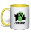 Чашка с цветной ручкой Minecraft creeper Лимонный фото