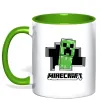 Чашка с цветной ручкой Minecraft creeper Лаймовый фото