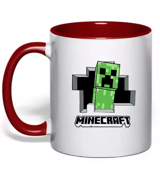 Чашка з кольоровою ручкою Minecraft creeper Червоний фото