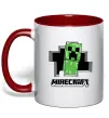 Чашка з кольоровою ручкою Minecraft creeper Червоний фото