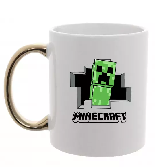 Чашка з кольоровою ручкою Minecraft creeper Золото фото