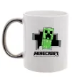 Чашка з кольоровою ручкою Minecraft creeper Срібло фото