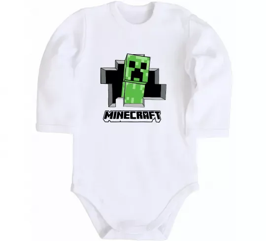 Детский боди Minecraft creeper Белый фото