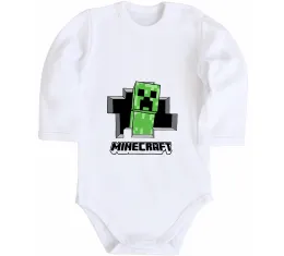 Дитячий бодік Minecraft creeper Білий фото