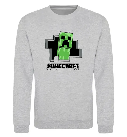 Світшот Minecraft creeper Сірий меланж фото