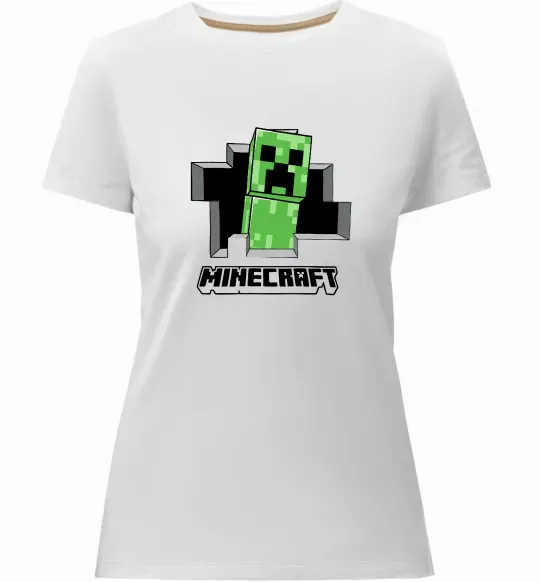 Женская премиум футболка Minecraft creeper Белый фото