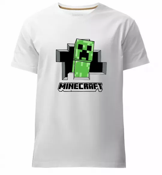Мужская премиум футболка Minecraft creeper Белый фото