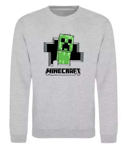 Свитшот Minecraft creeper Серый меланж фото