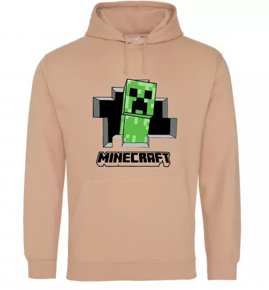 Мужская толстовка (худи) Minecraft creeper Песочный фото