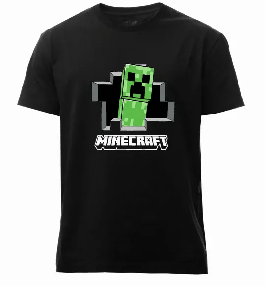 Мужская премиум футболка Minecraft creeper Черный фото