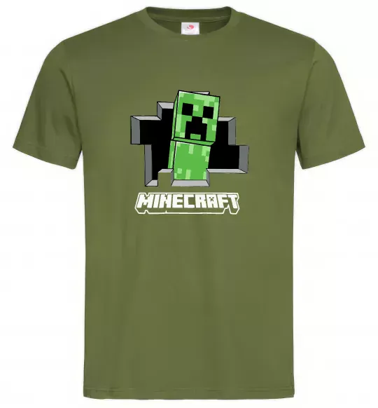 Мужская футболка Minecraft creeper Оливковый фото