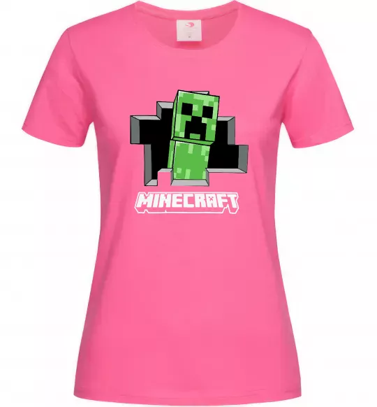 Женская футболка Minecraft creeper Ярко-розовый фото