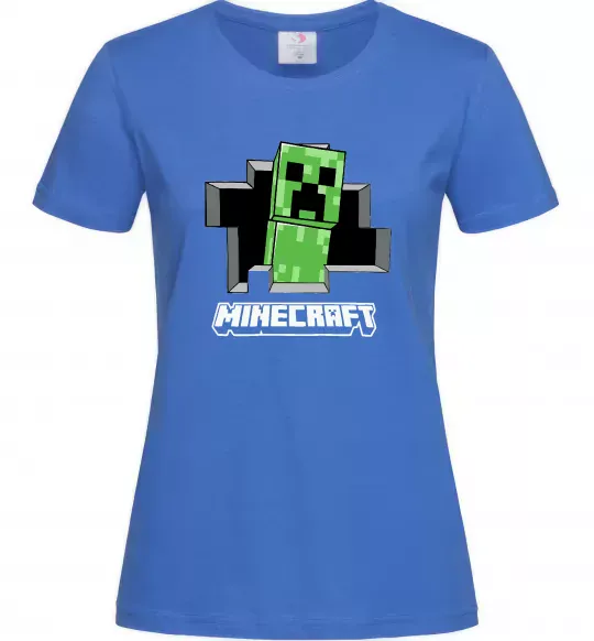 Женская футболка Minecraft creeper Ярко-синий фото