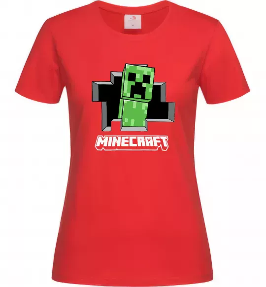 Женская футболка Minecraft creeper Красный фото