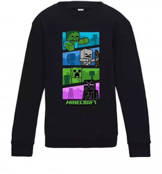 Детский Свитшот Minecraft Characters Черный фото