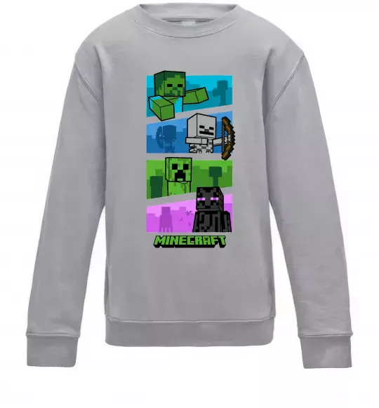 Детский Свитшот Minecraft Characters Серый меланж фото