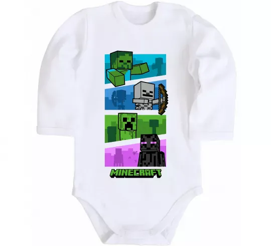 Детский боди Minecraft Characters Белый фото
