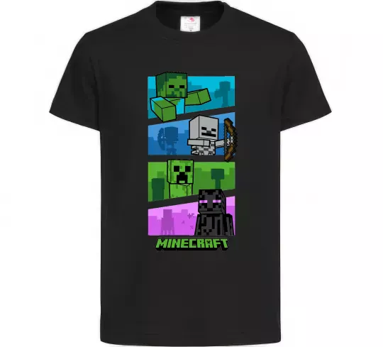 Дитяча футболка Minecraft Characters Чорний фото