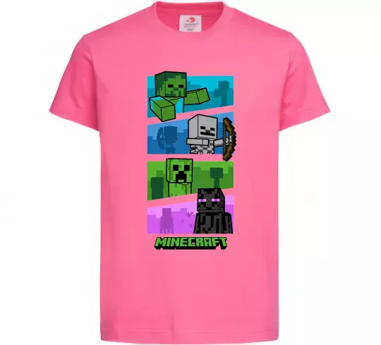 Дитяча футболка Minecraft Characters Яскраво-рожевий фото