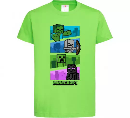 Дитяча футболка Minecraft Characters Лаймовий фото