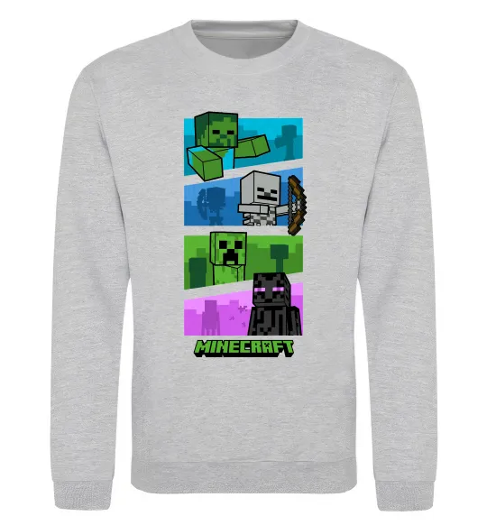 Свитшот Minecraft Characters Серый меланж фото