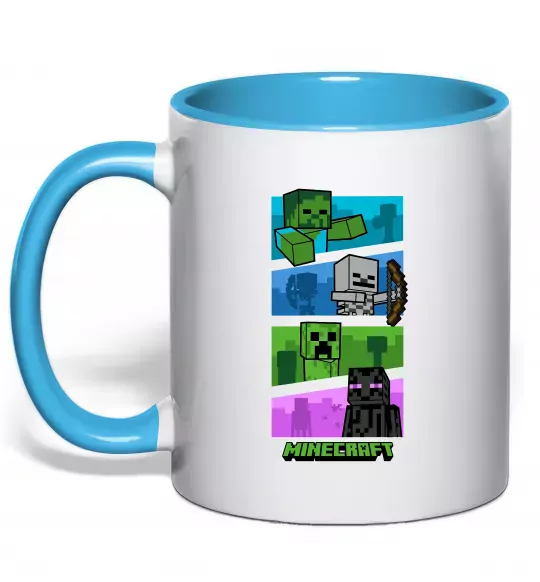 Чашка с цветной ручкой Minecraft Characters Голубой фото