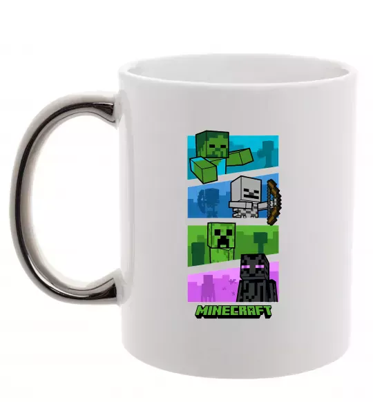 Чашка с цветной ручкой Minecraft Characters Серебро фото