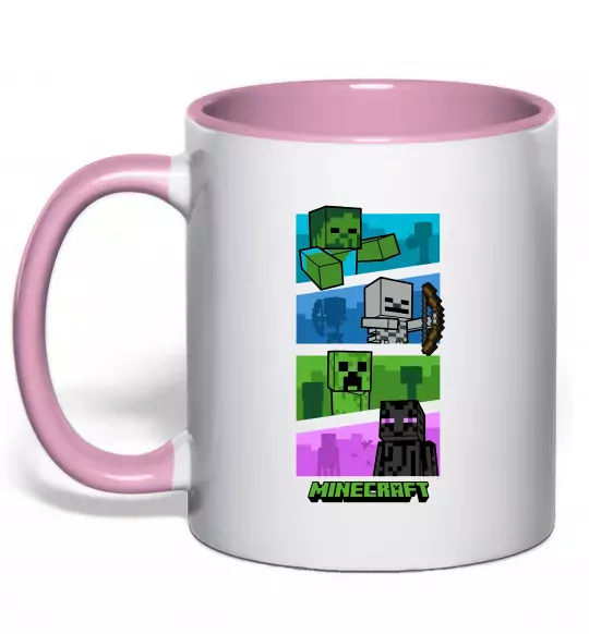 Чашка с цветной ручкой Minecraft Characters Нежно розовый фото