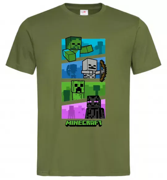 Мужская футболка Minecraft Characters Оливковый фото