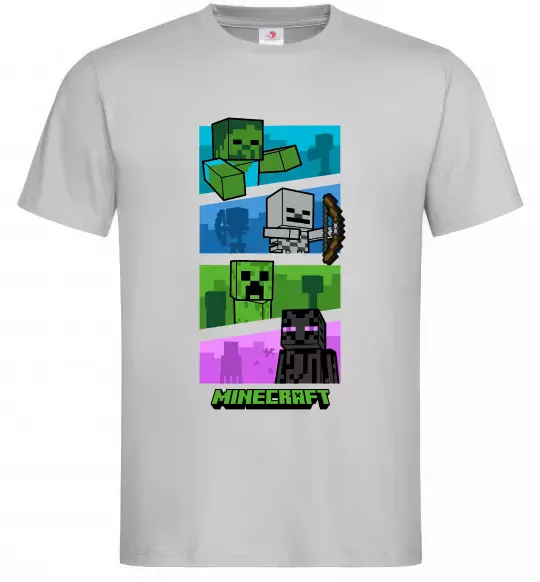 Мужская футболка Minecraft Characters Серый фото