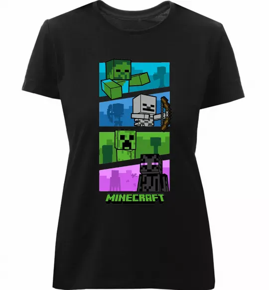 Женская премиум футболка Minecraft Characters Черный фото