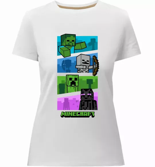 Женская премиум футболка Minecraft Characters Белый фото